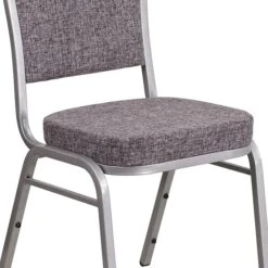 Flash Furniture Crown Back Stacking Banquet Chair With Herringbone Fabric And Thick Seat, Silver Frame, 4/Pack  (4FDC01S12GG) -Popular Furniture sp137393779 s7