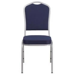 Flash Furniture HERCULES Series Crown Back Stacking Banquet Chair With Navy Fabric And 2.5'' Thick Seat, Silver Frame -Popular Furniture sp137393908 s7