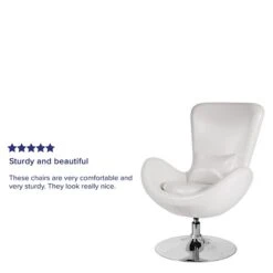 White Leather Egg Series Reception-Lounge-Side Chair (CH-162430-WH-LEA-GG) -Popular Furniture sp137394245 s7