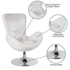 White Leather Egg Series Reception-Lounge-Side Chair (CH-162430-WH-LEA-GG) -Popular Furniture sp137394327 s7