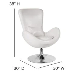 White Leather Egg Series Reception-Lounge-Side Chair (CH-162430-WH-LEA-GG) -Popular Furniture sp137394328 s7