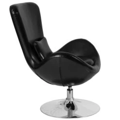 Black Leather Egg Series Reception-Lounge-Side Chair [CH-162430-BK-LEA-GG] -Popular Furniture sp137394388 s7