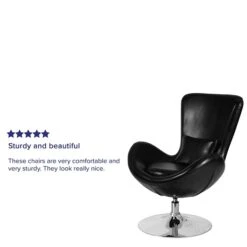 Black Leather Egg Series Reception-Lounge-Side Chair [CH-162430-BK-LEA-GG] -Popular Furniture sp137394577 s7