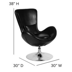 Black Leather Egg Series Reception-Lounge-Side Chair [CH-162430-BK-LEA-GG] -Popular Furniture sp137394579 s7