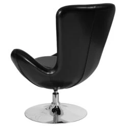Black Leather Egg Series Reception-Lounge-Side Chair [CH-162430-BK-LEA-GG] -Popular Furniture sp137394580 s7