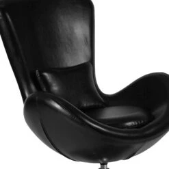 Black Leather Egg Series Reception-Lounge-Side Chair [CH-162430-BK-LEA-GG] -Popular Furniture sp137394583 s7