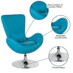 Aqua Fabric Egg Series Reception-Lounge-Side Chair [CH-162430-AQ-FAB-GG] -Popular Furniture sp137394594 s7