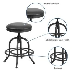 Flash Furniture Rustic LeatherSoft Counter Height Swivel Stool, Black (ETBR542224) -Popular Furniture sp137395972 s7