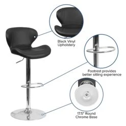 Flash Furniture Contemporary Vinyl Adjustable Height Barstool With Back, Black (CH321BK) 11 Flash Furniture Contemporary Vinyl Adjustable Height Barstool With Back, Black (CH321BK) -Popular Furniture sp137396085 s7