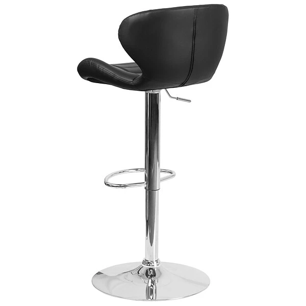 Flash Furniture Contemporary Vinyl Adjustable Height Barstool With Back, Black (CH321BK) 6 Flash Furniture Contemporary Vinyl Adjustable Height Barstool With Back, Black (CH321BK) - Image 6