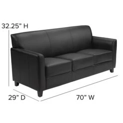 Flash Furniture HERCULES Diplomat Series 70" LeatherSoft Sofa, Black (BT8273BK) -Popular Furniture sp137775601 s7