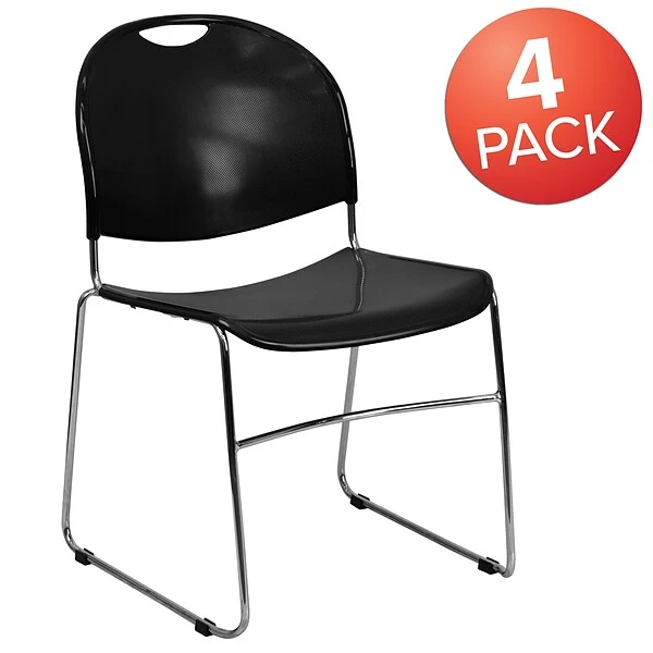 Flash Furniture Hercules™ Stacking Chair, Fabric, Black, Seat: 17.6"W X 17.4"D, Back: 17.625"W X 15.5"H 1 Flash Furniture Hercules™ Stacking Chair, Fabric, Black, Seat: 17.6"W X 17.4"D, Back: 17.625"W X 15.5"H