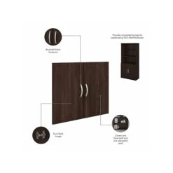 Bush Business Furniture Studio C Tall 5 Shelf Bookcase With Doors, Black Walnut (STC015BW) -Popular Furniture sp143582233 s7