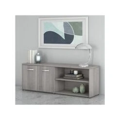 Bush Business Furniture Studio C Low Storage Cabinet With Doors And Shelves, Platinum Gray (SCS160PG)