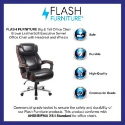 Flash Furniture Hercules Series Ergonomic LeatherSoft Swivel Big & Tall Executive Office Chair, Brown (GO2223BN) 10 Flash Furniture Hercules Series Ergonomic LeatherSoft Swivel Big & Tall Executive Office Chair, Brown (GO2223BN) -Popular Furniture sp144375547 s7