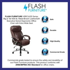 Flash Furniture HERCULES Series Ergonomic LeatherSoft Swivel Big & Tall Executive Office Chair, Brown (GO2092M1BN) -Popular Furniture sp144375786 s7