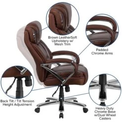 Flash Furniture HERCULES Series Ergonomic LeatherSoft Swivel Big & Tall Executive Office Chair, Brown (GO2092M1BN) -Popular Furniture sp144375788 s7