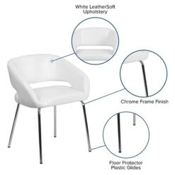 Fusion Series Contemporary White Leather Side-Reception-Lounge Chair [CH-162731-WH-GG] -Popular Furniture sp144474043 s7