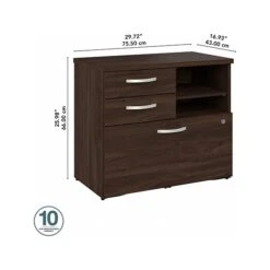 Bush Business Furniture Hybrid 26" Office Storage Cabinet With Drawers And 2 Shelves, Black Walnut (HYF130BWSU-Z) -Popular Furniture sp147788016 s7