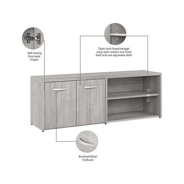 Bush Business Furniture Hybrid 21" Low Storage Cabinet With Doors And 6 Shelves, Platinum Gray (HYS160PG-Z) 2 Bush Business Furniture Hybrid 21" Low Storage Cabinet With Doors And 6 Shelves, Platinum Gray (HYS160PG-Z) - Image 2