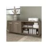 Bush Business Furniture Hybrid 21" Low Storage Cabinet With Doors And Shelves, Modern Hickory (HYS160MH-Z)