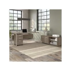 Bush Business Furniture Hybrid 21" Low Storage Cabinet With Doors And Shelves, Modern Hickory (HYS160MH-Z) -Popular Furniture sp148191672 s7