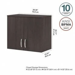 Bush Business Furniture Universal 24" Wall Cabinet With Doors And 2 Shelves, Storm Gray (UNS428SG) -Popular Furniture sp150858649 s7