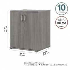 Bush Business Furniture 34" Floor Storage Cabinet With 2 Shelves, Platinum Gray (UNS128PG) -Popular Furniture sp150858766 s7