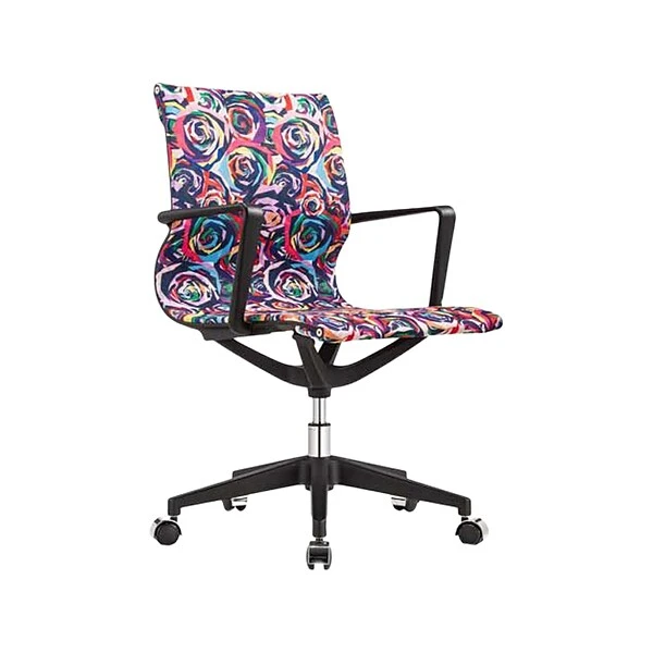 The Raynor Group Elizabeth Sutton Wynwood Fabric Swivel Task Chair, Multi Rose Black Silver (K-ESWY-BLK-ROSE-SIL) 1 The Raynor Group Elizabeth Sutton Wynwood Fabric Swivel Task Chair, Multi Rose Black Silver (K-ESWY-BLK-ROSE-SIL)