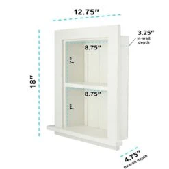 AdirHome Recessed Wall Mount Shelf, Wooden Utility Storage Shelf, 12.75'' W, White (515-01-WHI) 8 AdirHome Recessed Wall Mount Shelf, Wooden Utility Storage Shelf, 12.75'' W, White (515-01-WHI) -Popular Furniture sp151429661 s7