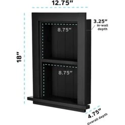 AdirHome Recessed Wall Mount Shelf, Wooden Utility Storage Shelf, 12.75'' W, Black (515-01-BLK) -Popular Furniture sp151429669 s7