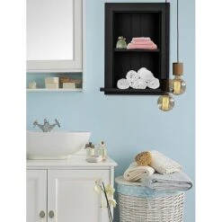 AdirHome Recessed Wall Mount Shelf, Wooden Utility Storage Shelf, 12.75'' W, Black (515-01-BLK) -Popular Furniture sp151429671 s7