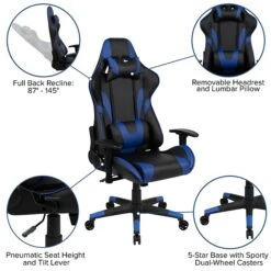 Flash Furniture X20 Ergonomic LeatherSoft Swivel Reclining Gaming Chair, Blue (CH1872301BL) -Popular Furniture sp154745682 s7
