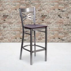 Flash Furniture Traditional Wood Restaurant Barstool With Back, Mahogany (XU6F8BCLBARMAHW)