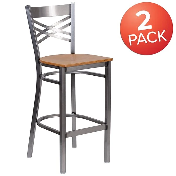 Flash Furniture Traditional Wood Restaurant Barstool With Back, Natural, 2-Pieces (2XU6F8BCLBNATW) 2 Flash Furniture Traditional Wood Restaurant Barstool With Back, Natural, 2-Pieces (2XU6F8BCLBNATW) - Image 2