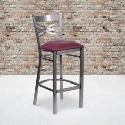 Flash Furniture Traditional Vinyl Restaurant Barstool With Back, Burgundy, 2-Pieces (2XU6F8BCLBBURV)
