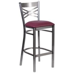 Flash Furniture Traditional Vinyl Restaurant Barstool With Back, Burgundy, 2-Pieces (2XU6F8BCLBBURV) -Popular Furniture sp155519368 s7