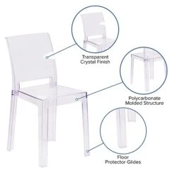 4 Pack. Ghost Chair With Square Back (4OWSQUAREBACK18) -Popular Furniture sp155519409 s7