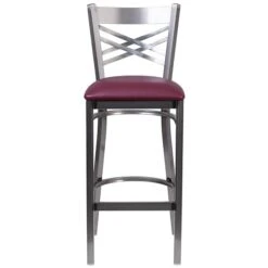 Flash Furniture Traditional Vinyl Restaurant Barstool With Back, Burgundy, 2-Pieces (2XU6F8BCLBBURV) -Popular Furniture sp155519437 s7