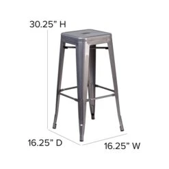Flash Furniture Contemporary Metal Restaurant Barstool, Clear Coated (XUDGTP000430) -Popular Furniture sp155524298 s7