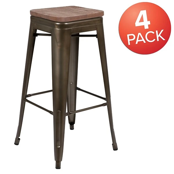 Flash Furniture Metal 30" High Indoor Bar Stool, Gun Metal Gray, 4-Pieces (4ET31320W30GNR) 2 Flash Furniture Metal 30" High Indoor Bar Stool, Gun Metal Gray, 4-Pieces (4ET31320W30GNR) - Image 2
