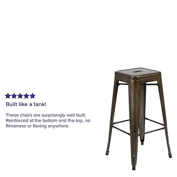 Flash Furniture Metal 30" High Indoor Bar Stool, Gun Metal Gray, 4-Pieces (4ET31320W30GNR) 4 Flash Furniture Metal 30" High Indoor Bar Stool, Gun Metal Gray, 4-Pieces (4ET31320W30GNR) - Image 4