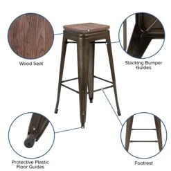 Flash Furniture Metal 30" High Indoor Bar Stool, Gun Metal Gray, 4-Pieces (4ET31320W30GNR) 12 Flash Furniture Metal 30" High Indoor Bar Stool, Gun Metal Gray, 4-Pieces (4ET31320W30GNR) -Popular Furniture sp155707017 s7