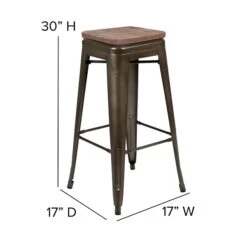 Flash Furniture Metal 30" High Indoor Bar Stool, Gun Metal Gray, 4-Pieces (4ET31320W30GNR) 13 Flash Furniture Metal 30" High Indoor Bar Stool, Gun Metal Gray, 4-Pieces (4ET31320W30GNR) -Popular Furniture sp155707018 s7