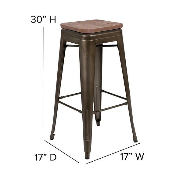 Flash Furniture Metal 30" High Indoor Bar Stool, Gun Metal Gray, 4-Pieces (4ET31320W30GNR) 6 Flash Furniture Metal 30" High Indoor Bar Stool, Gun Metal Gray, 4-Pieces (4ET31320W30GNR) - Image 6