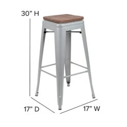 Flash Furniture Metal 30" High Indoor Bar Stool, Silver, 4-Pieces (4ET31320W30SVR) 12 Flash Furniture Metal 30" High Indoor Bar Stool, Silver, 4-Pieces (4ET31320W30SVR) -Popular Furniture sp155707027 s7