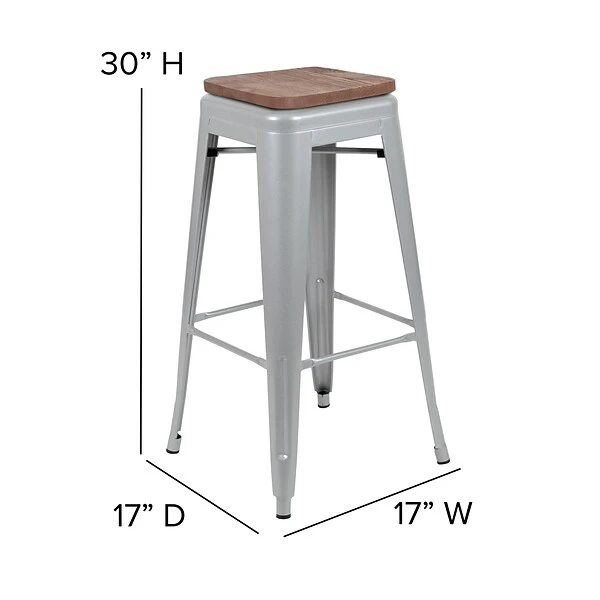 Flash Furniture Metal 30" High Indoor Bar Stool, Silver, 4-Pieces (4ET31320W30SVR) 5 Flash Furniture Metal 30" High Indoor Bar Stool, Silver, 4-Pieces (4ET31320W30SVR) - Image 5