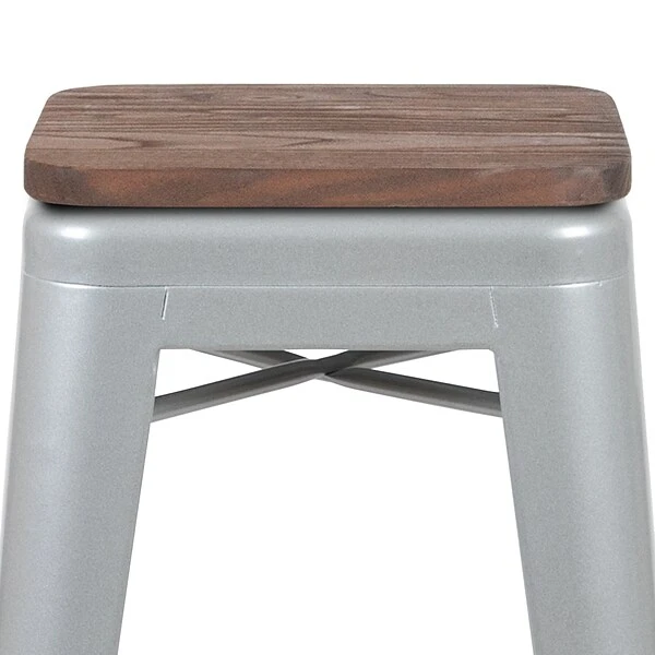 Flash Furniture Metal 30" High Indoor Bar Stool, Silver, 4-Pieces (4ET31320W30SVR) 6 Flash Furniture Metal 30" High Indoor Bar Stool, Silver, 4-Pieces (4ET31320W30SVR) - Image 6