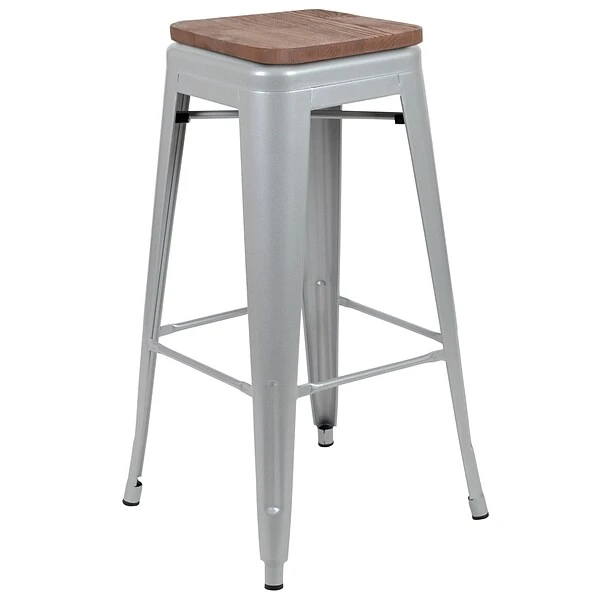 Flash Furniture Metal 30" High Indoor Bar Stool, Silver, 4-Pieces (4ET31320W30SVR) 7 Flash Furniture Metal 30" High Indoor Bar Stool, Silver, 4-Pieces (4ET31320W30SVR) - Image 7