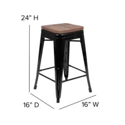 Flash Furniture Metal 24" High Counter-Height Bar Stool, Black, 4-Pieces (4ET31320W24BKR) 12 Flash Furniture Metal 24" High Counter-Height Bar Stool, Black, 4-Pieces (4ET31320W24BKR) -Popular Furniture sp155707234 s7